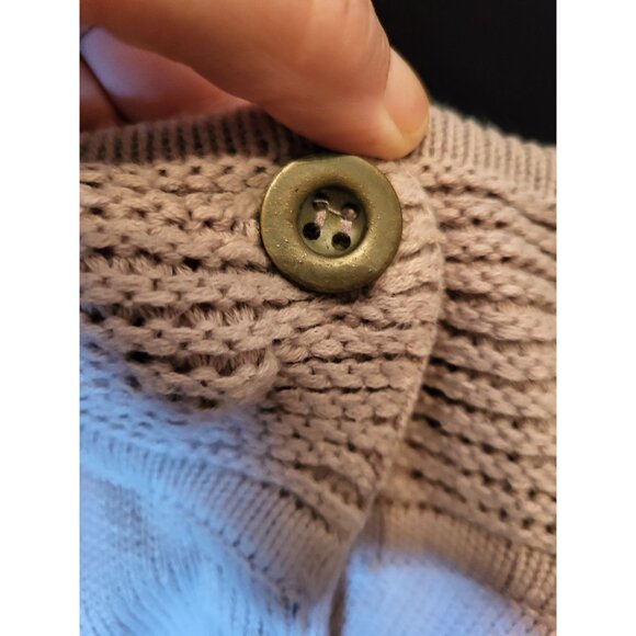 Nine West Light Brown Babydoll A-Line Sweater L Twee Neutral Retro Church Work - Picture 7 of 8